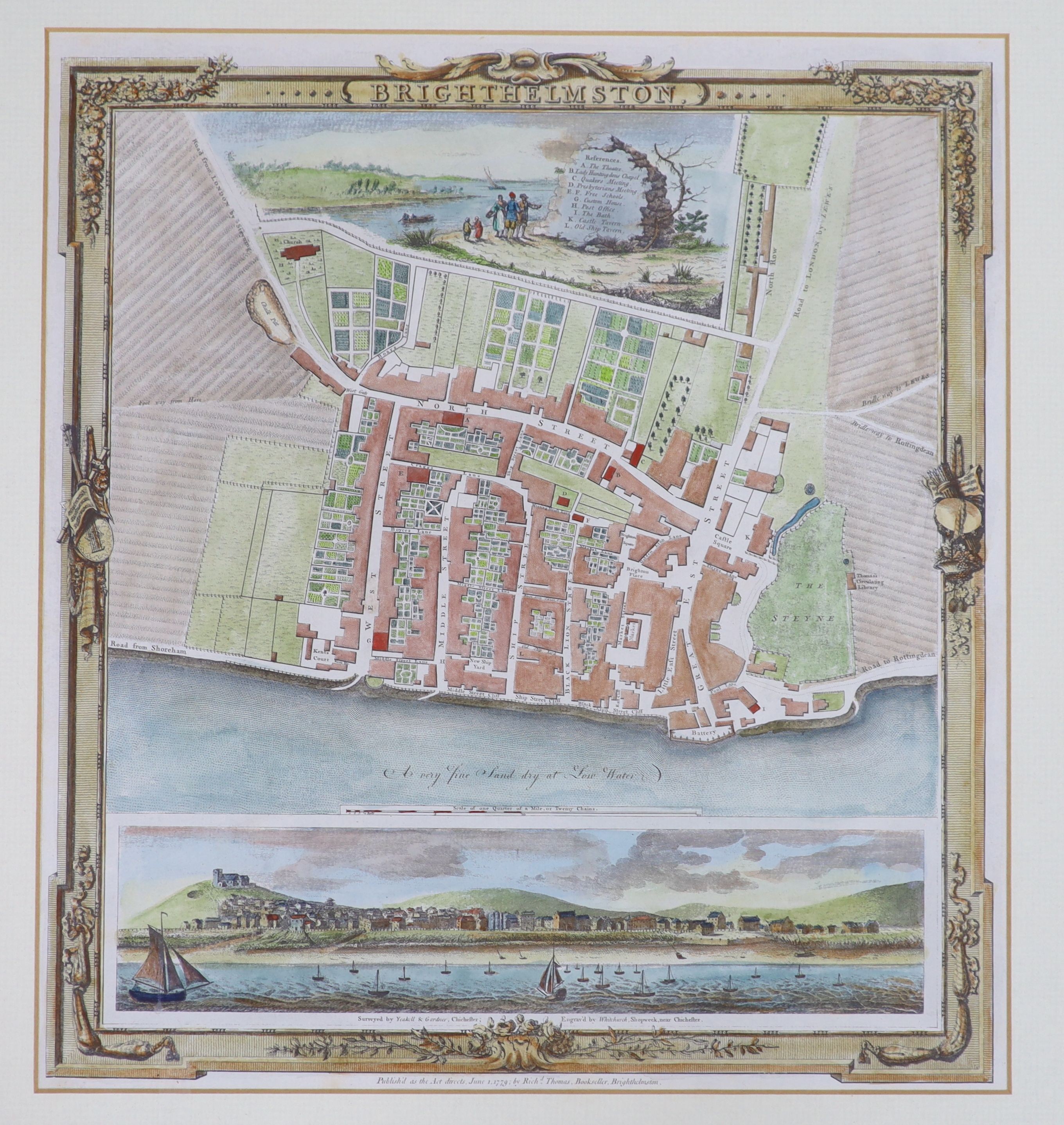 Brighthelmston map by Thomas Yeakell and William Gardner, published June 1, 1779, 34 x 31cm